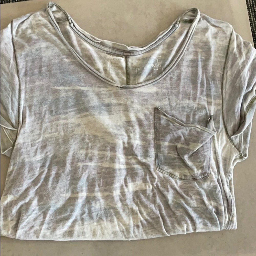 Free People Distressed Camo Tee